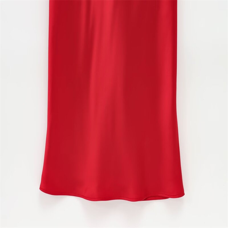 V-neck Satin Midi Dress Factory - OEM Custom Women's Spring V-neck Sleeveless Sexy