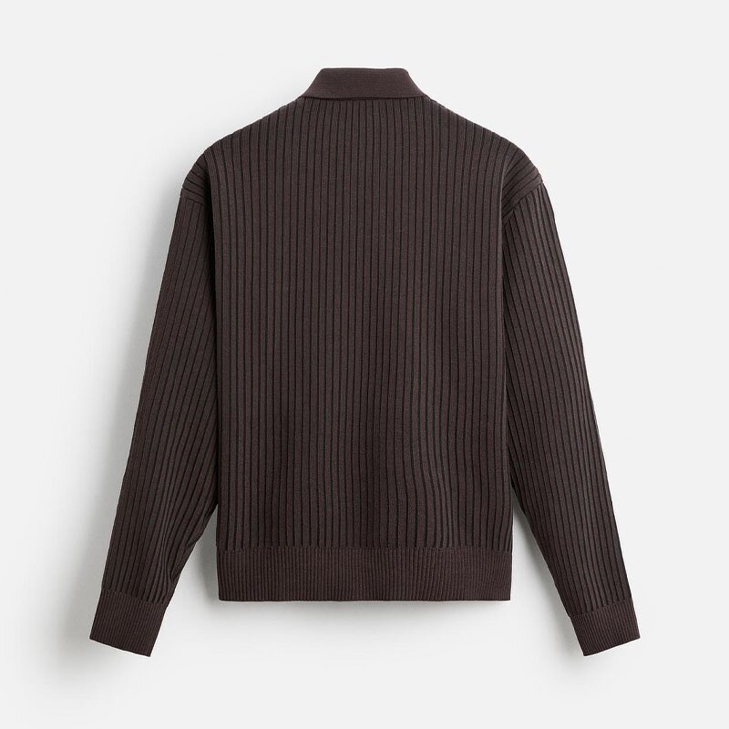 Lapel Knitted Slim Polo Sweater Factory - OEM Custom Men's Autumn Winter Striped