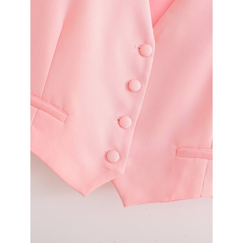 Vest and Shorts Suit Factory - OEM Custom V-neck Single-breasted High-waisted