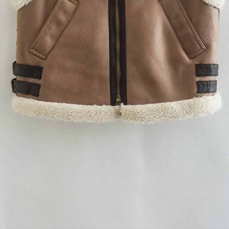 Fleece Splicing Tank Top Factory - OEM Custom Vintage Turn-Down Collar Waistcoat