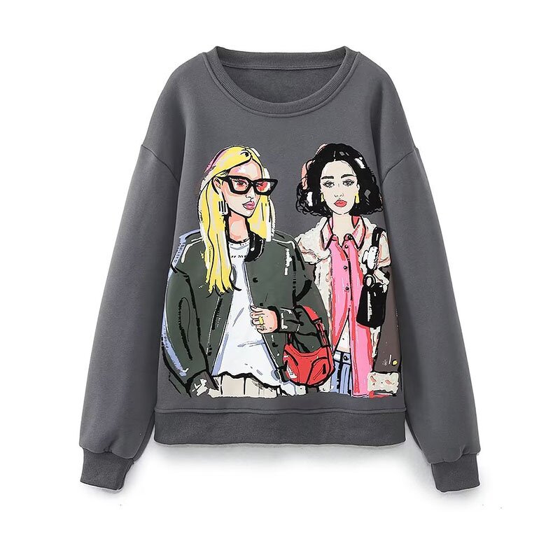 Character Printed Sweatshirt Factory - OEM Custom Vintage O-Neck Women's Top