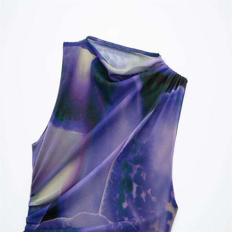 Ruffle Trim Tulle Bodysuit Factory - OEM Custom Retro Casual Sexy Slim Fit