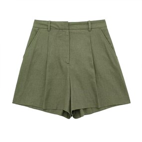 Linen Blend Casual Shorts Factory - OEM Custom Retro Side Pocket Zipper Fly
