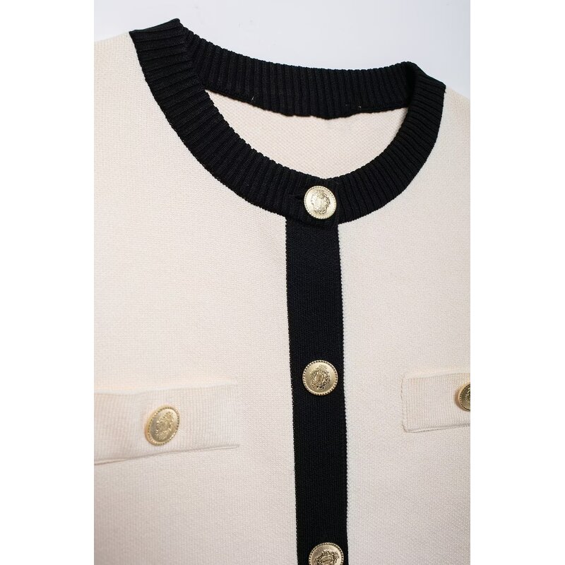 Single-breasted Knitted Jacket Factory - OEM Custom Long-sleeved Round Neck Sweater