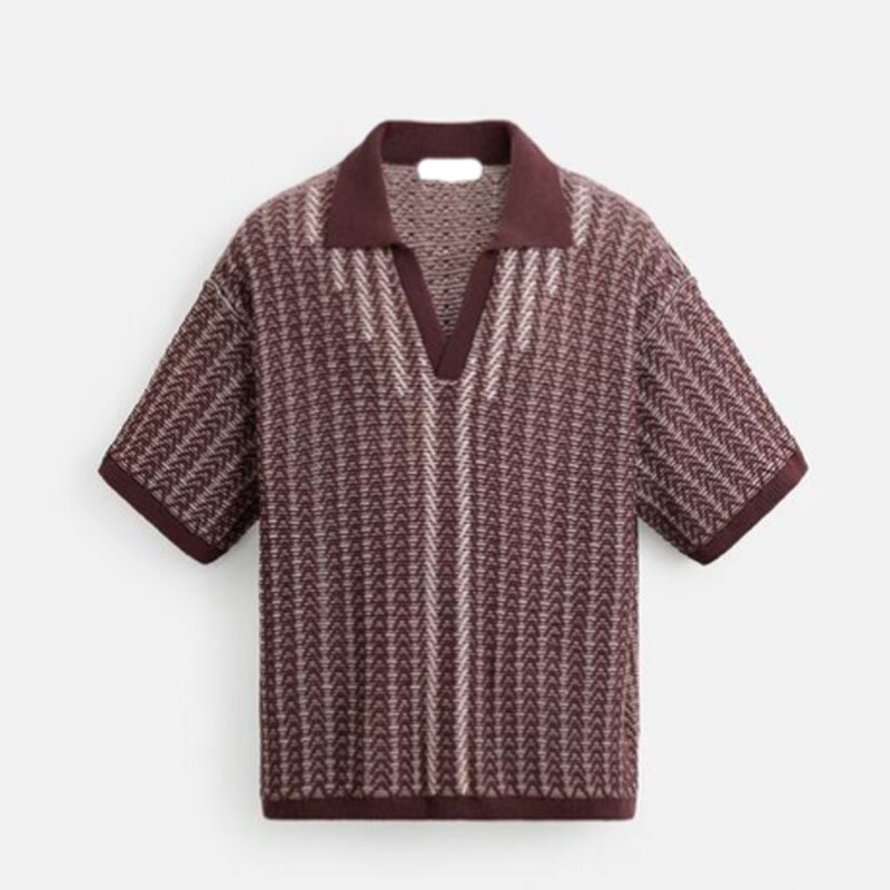 Contrast Lapel Knitted Polo Shirt Factory - OEM Custom Men's Short-sleeved Trendy