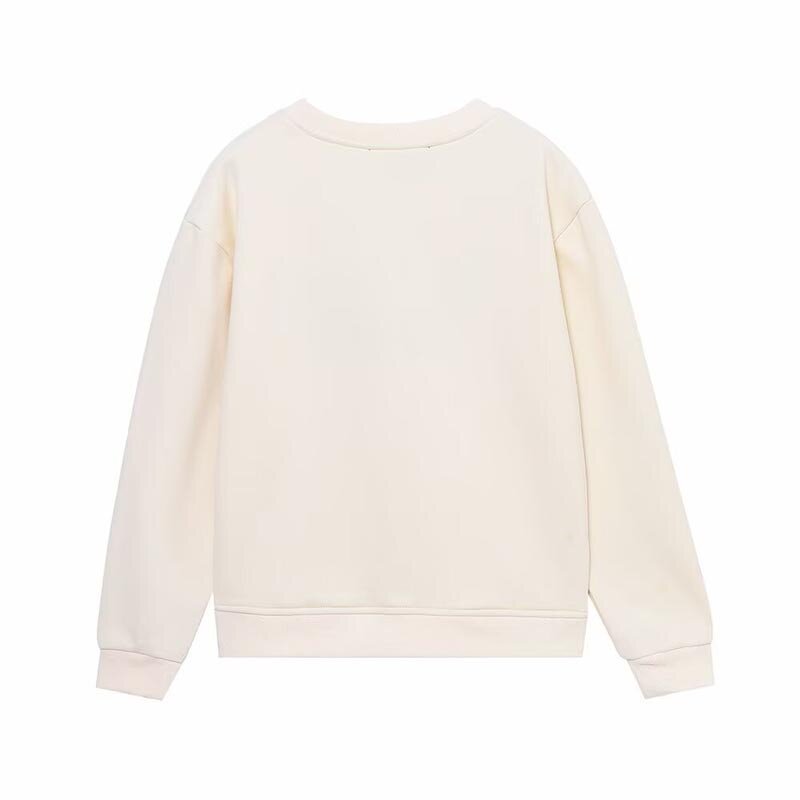 Letter Embroidery Sweatshirt Factory - OEM Custom Women's Round Neck Slim Fit