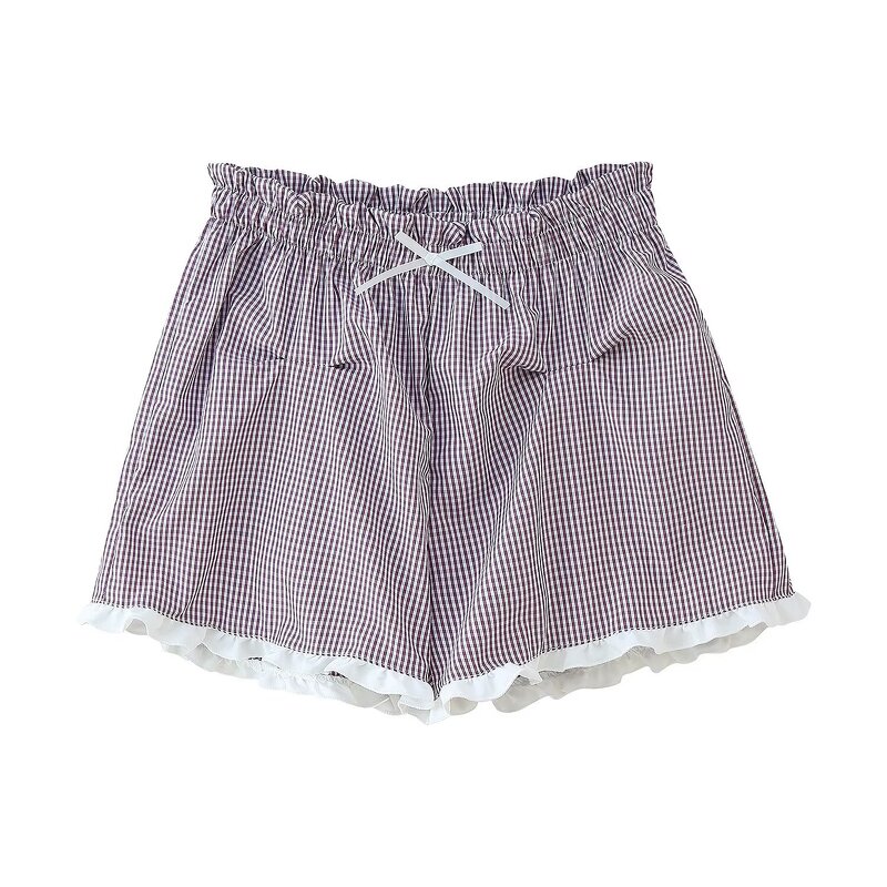 Plaid Shirt Shorts Set Factory - OEM Custom Summer Button Shirt Elastic Waist