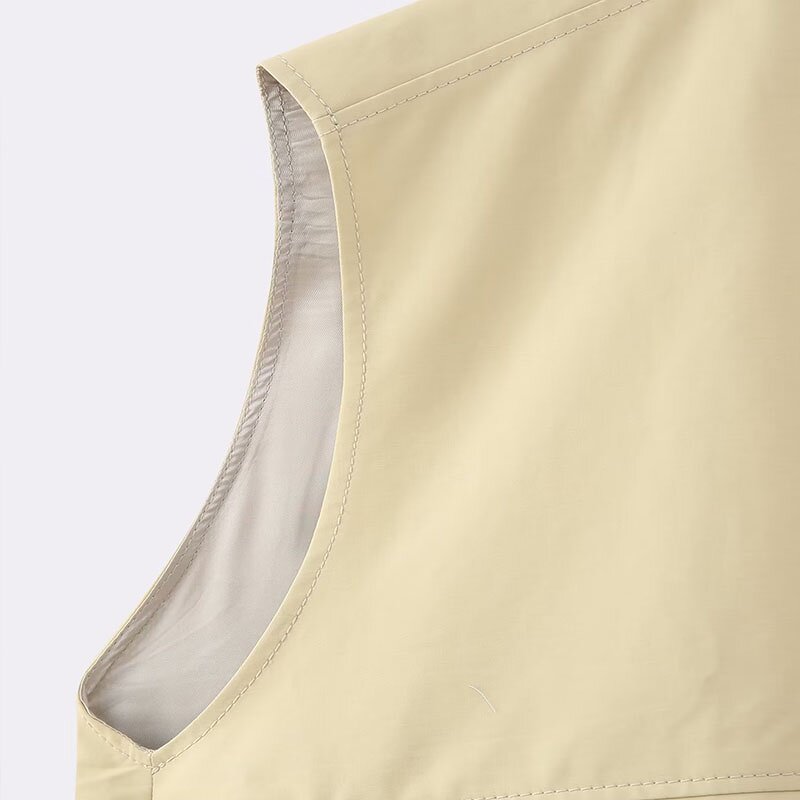 Round Neck Zipper Pleated Vest Factory - OEM Custom European Autumn Classic Retro