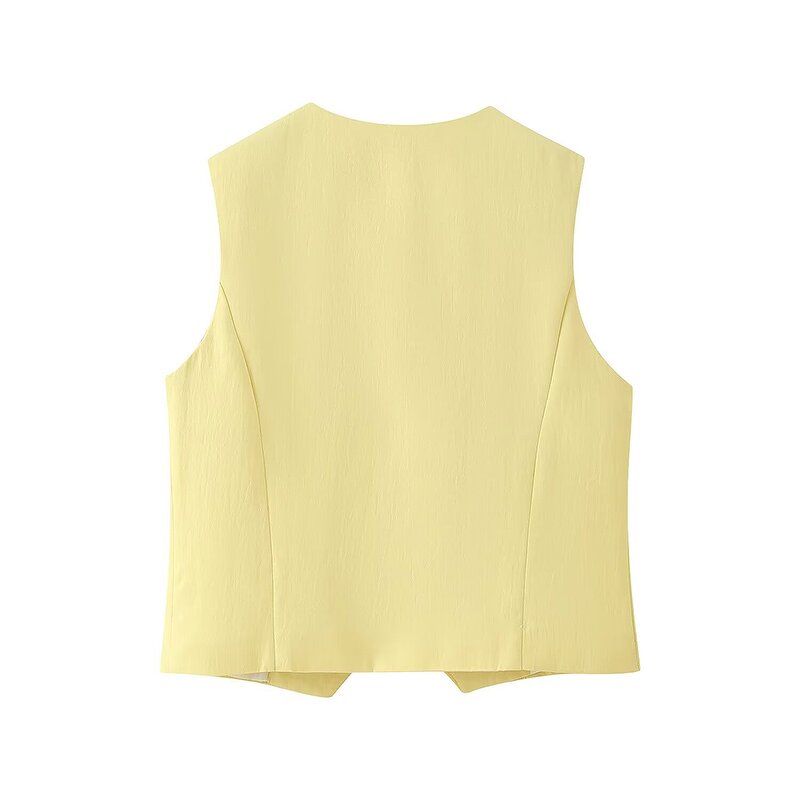 Vest Trousers Suit Factory - OEM Custom Retro V-neck Sleeveless High Waist