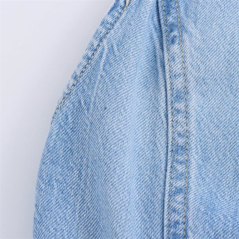 Halter Neck Denim Jumpsuit Factory - OEM Custom Casual Retro Backless Sleeveless