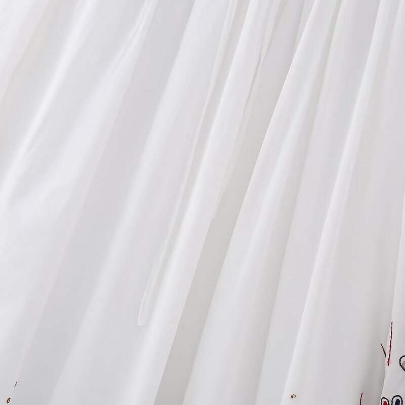 Embroidered Midi Skirt Factory - OEM Custom Retro High Elastic Drawstring