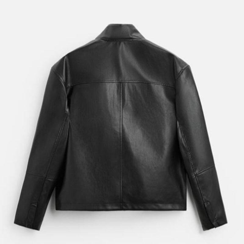Imitation Leather Short Jacket Factory - OEM Custom Spring Men's Retro Classic Black