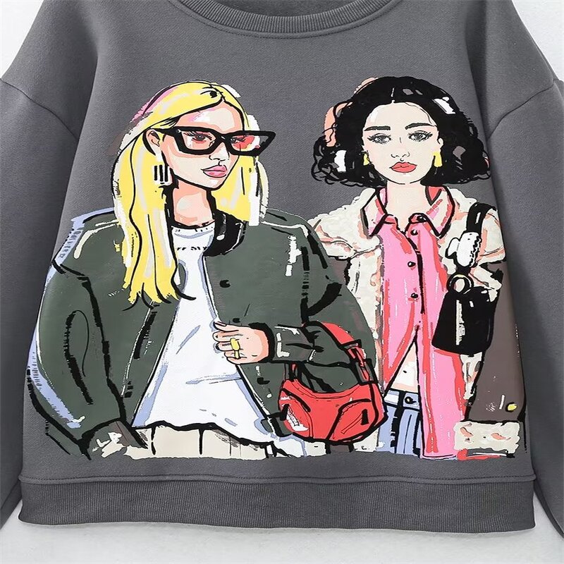 Character Printed Sweatshirt Factory - OEM Custom Vintage O-Neck Women's Top