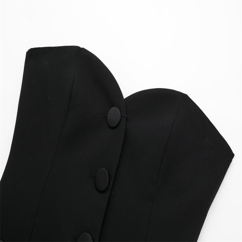 Streetwear Off Shoulder Tank Top Factory - OEM Custom Vintage Button Up Chic Vest