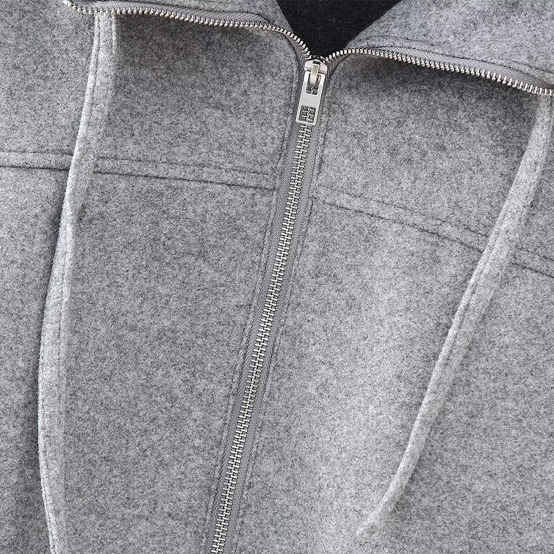 Short Hooded Sweatshirt Factory - OEM Custom Fabric Retro Slim Fit Ladies Top