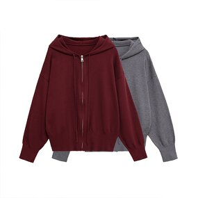Hooded Knitted Sports Sweater Factory - OEM Custom Zipper Casual Women's Top