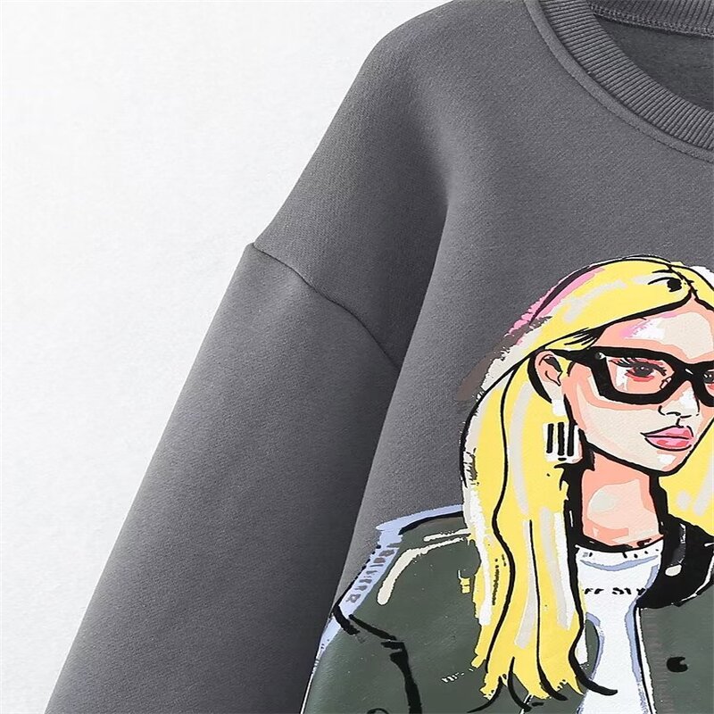 Character Printed Sweatshirt Factory - OEM Custom Vintage O-Neck Women's Top