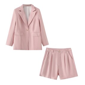 Suit Set Top and Shorts Factory - OEM Custom Spring Autumn Single-Breasted High-Waisted