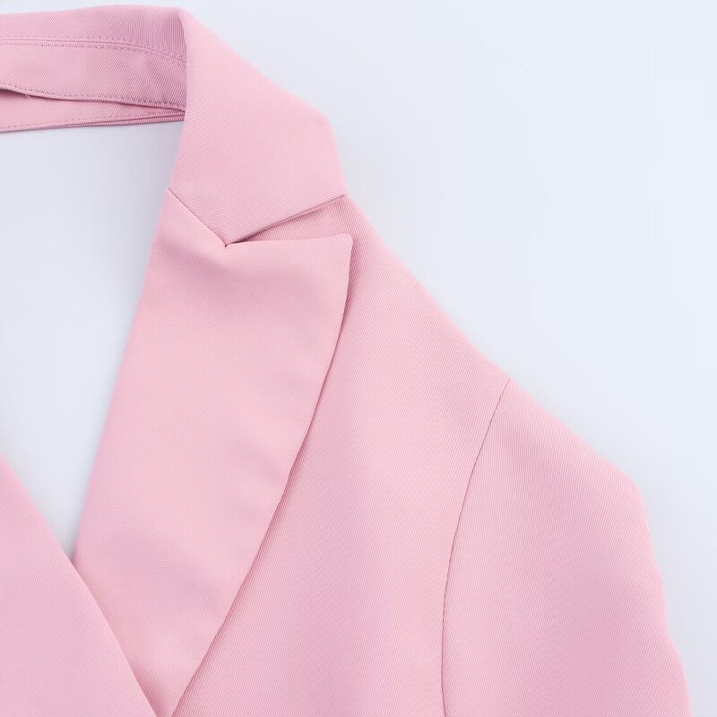 Double-Breasted Halter Collar Vest Top Factory - OEM Custom Summer Fashion Retro Solid