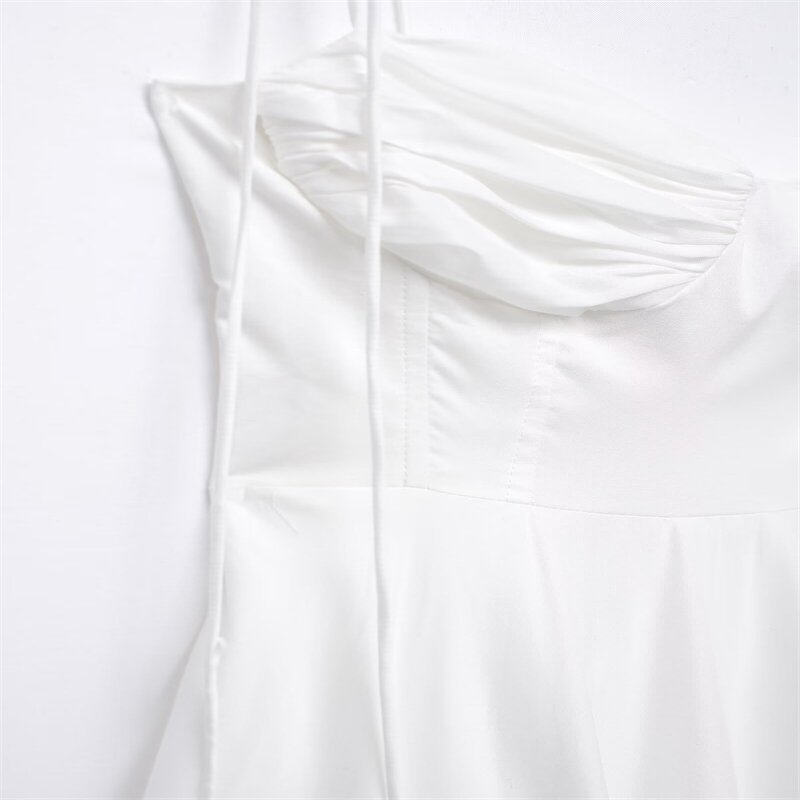 Retro Backless Woven Poplin Dress Factory - OEM Custom Ruched Decoration Layered