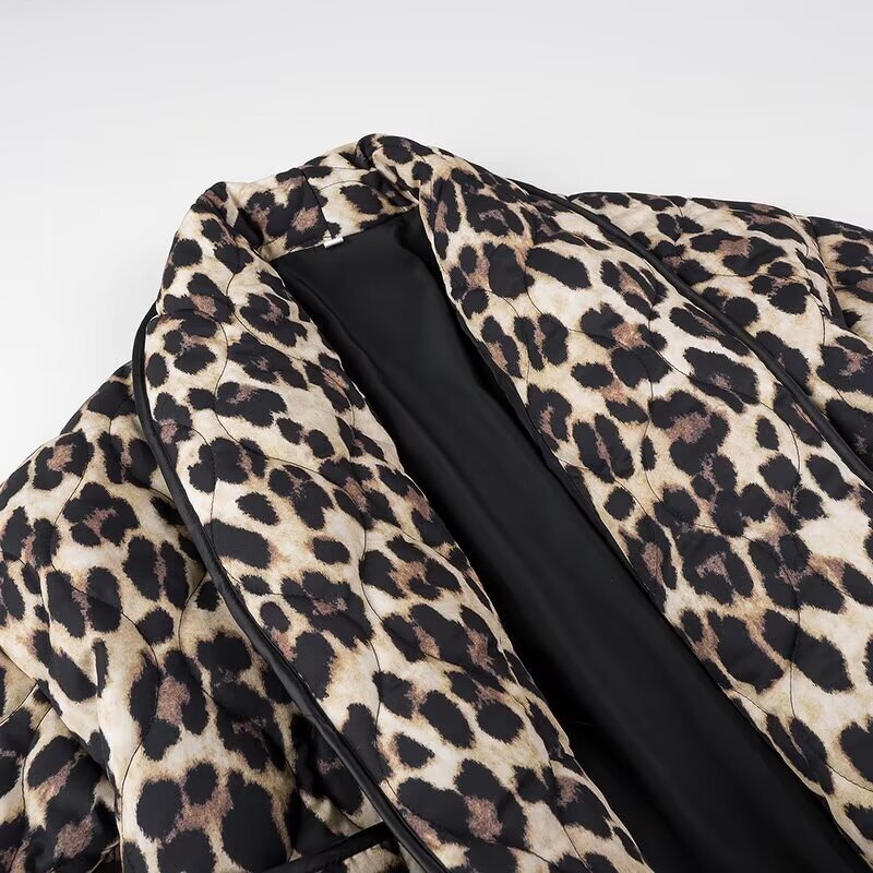 Leopard Print Cotton Coat Factory - OEM Custom Women Fashion Long Sleeves Button