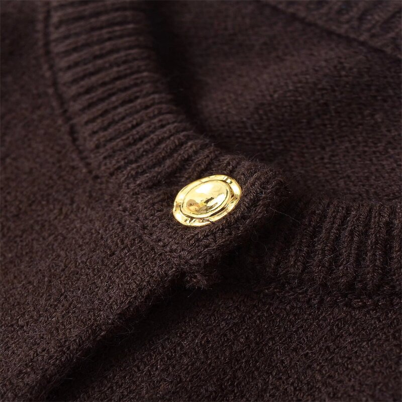 Pocket Decoration Knitted Sweater Factory - OEM Custom Retro Round Neck Single-breasted