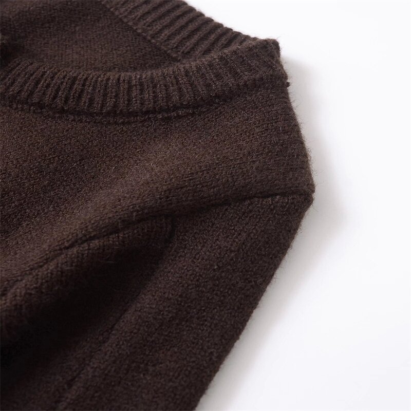 Pocket Decoration Knitted Sweater Factory - OEM Custom Retro Round Neck Single-breasted