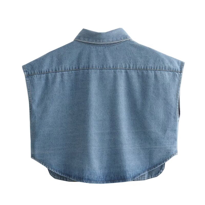 Double Pocket Denim Top Factory - OEM Custom Autumn Winter 3-color Retro Lapel