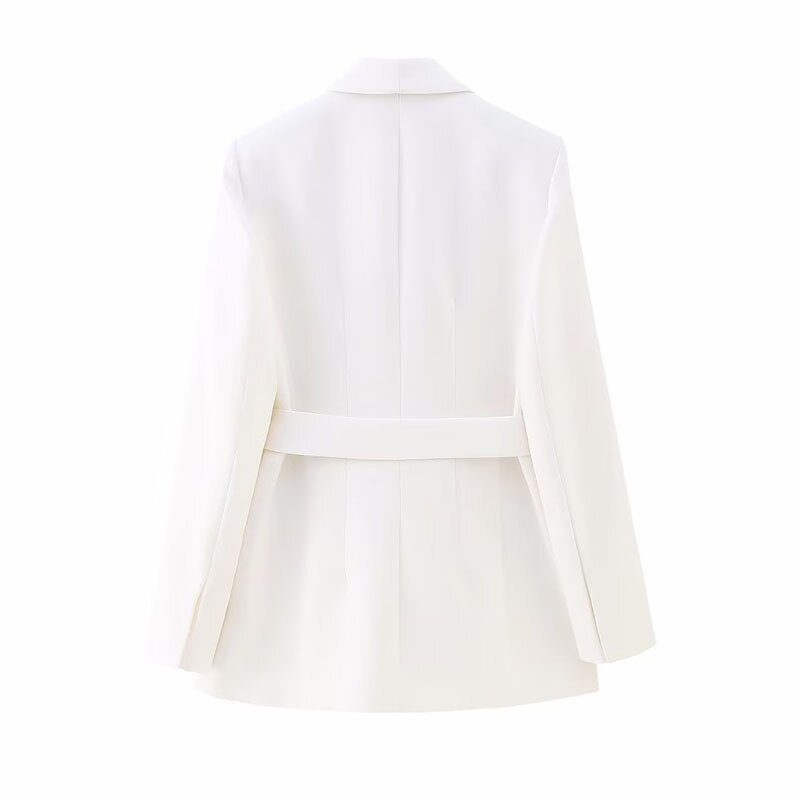 Belted Dress Collar Blazer Factory - OEM Custom Vintage Long Sleeve Coat