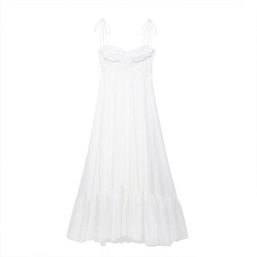 Retro Backless Woven Poplin Dress Factory - OEM Custom Ruched Decoration Layered