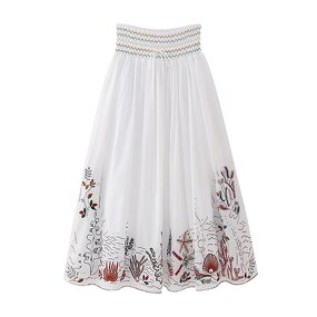 Embroidered Midi Skirt Factory - OEM Custom Retro High Elastic Drawstring