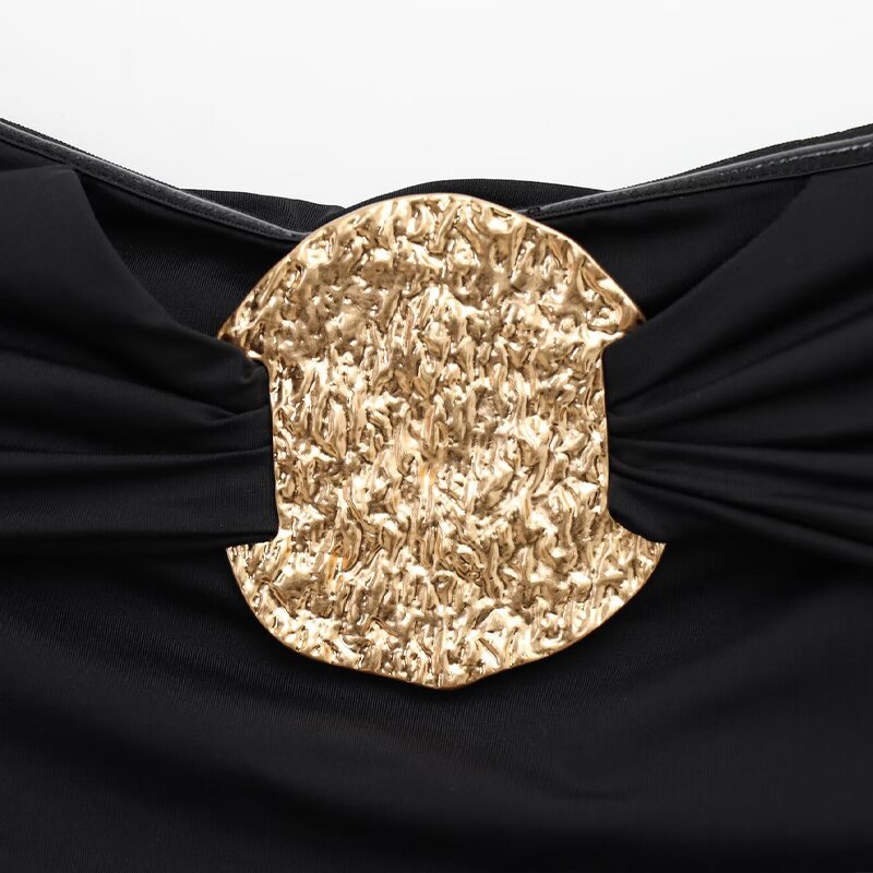 Metal Ornaments Jumpsuit Factory - OEM Custom Retro Sexy Sleeveless Classic Black