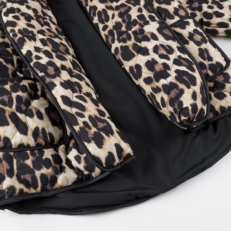 Leopard Print Cotton Coat Factory - OEM Custom Women Fashion Long Sleeves Button