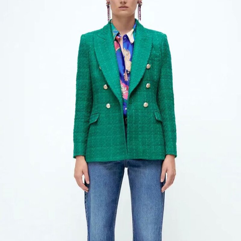 Ladies Fashion Retro Slim Suit Factory - OEM Custom Two-color Double-breasted