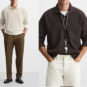 Lapel Knitted Slim Polo Sweater Factory - OEM Custom Men's Autumn Winter Striped