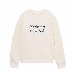 Letter Embroidery Sweatshirt Factory - OEM Custom Women's Round Neck Slim Fit