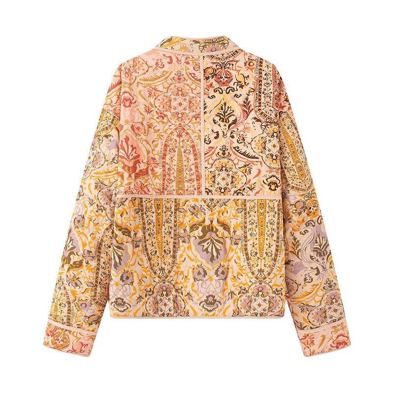 Stand Collar Printed Jacket Factory - OEM Custom Autumn Winter Long Sleeve Versatile