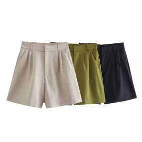 Linen Blend Casual Shorts Factory - OEM Custom Summer Fashion Elegant High Waist