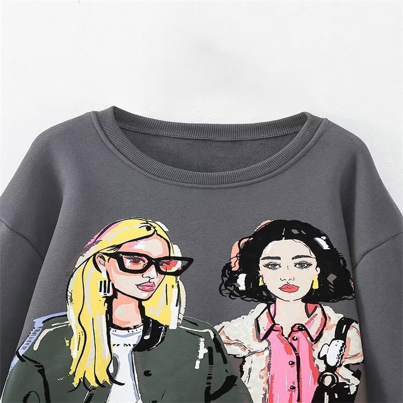Character Printed Sweatshirt Factory - OEM Custom Vintage O-Neck Women's Top
