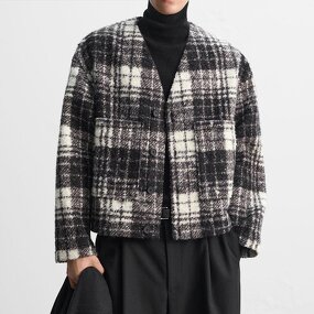 Casual Loose V-neck Plaid Shirt Factory - OEM Custom Spring Men's Classic All-match