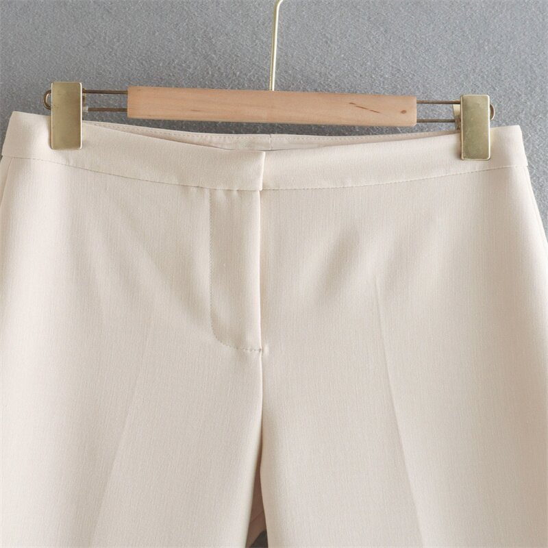 Side Slit Straight-leg Trousers Factory - OEM Custom Vintage Zip Fly High Waist