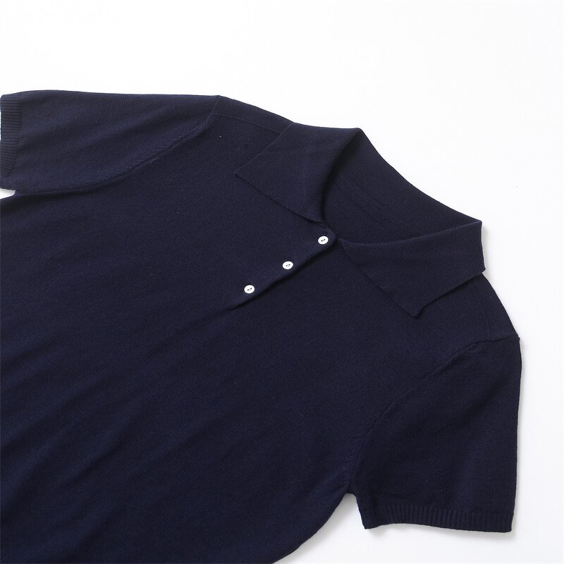 Short-sleeved Knitted Sweater Factory - OEM Custom Retro Lapel Basic Casual Female