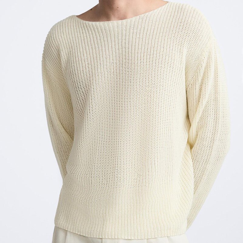 Solid Color Long Sleeve Knitted Sweater Factory - OEM Custom Spring Men's Retro Round