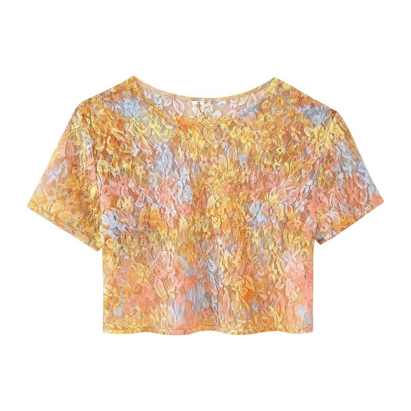 Lace Printed Top Skirt Set Factory - OEM Custom Retro Round Neck Short Sleeve Top