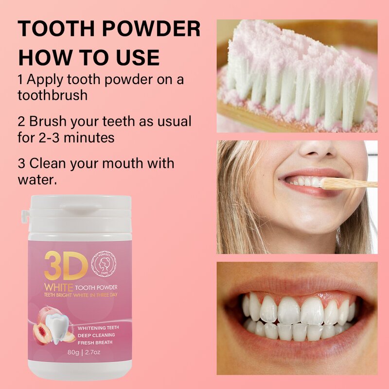 Teeth Whitening Powder Manufacturer - Wholesale Herbal Peach Flavor 80g