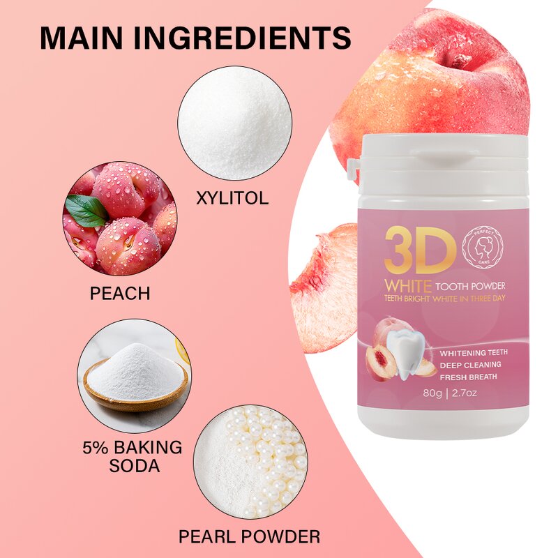 Teeth Whitening Powder Manufacturer - Wholesale Herbal Peach Flavor 80g