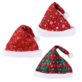 Classic Plush Red Santa Claus Hat Factory - OEM with 3D Embroidered Snowflake Winter Decoration
