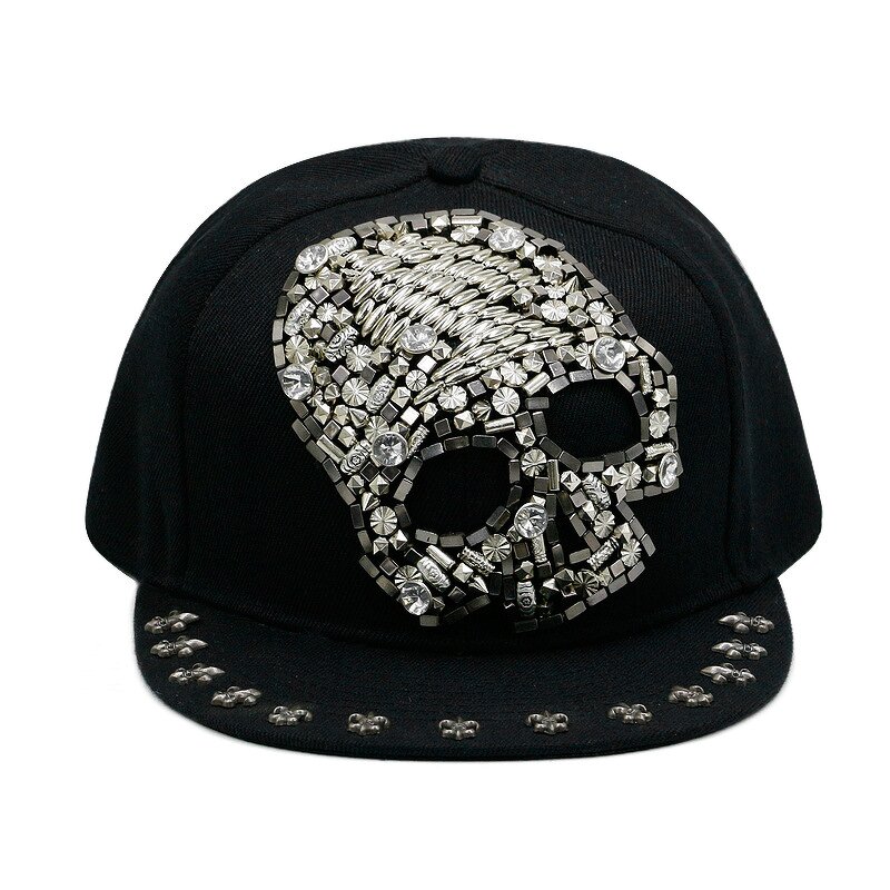 Harajuku Baseball Cap Factory - OEM Custom Black Vintage Cross Skull Rivet Unisex