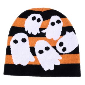 Winter Beanie Cap Factory - OEM Custom Logo Warm Jacquard Demon Ghost Hat Cute Outdoor Halloween