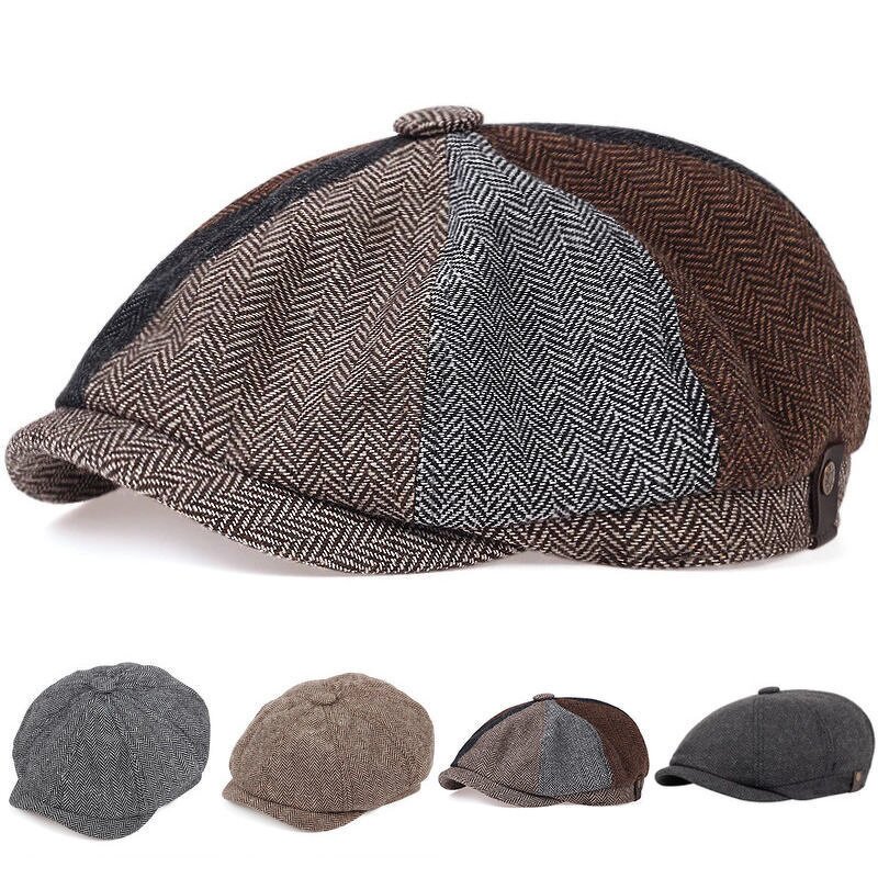 Octagonal Hat Factory - OEM Wholesale Multi-Colorblock Houndstooth Ivy Cap